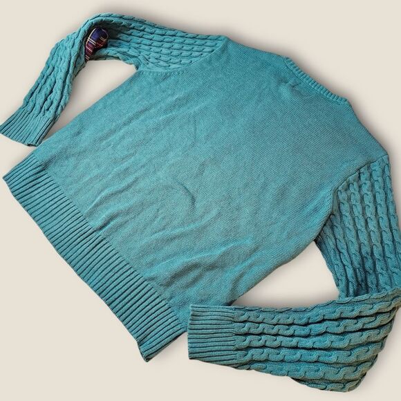 Spencers Naughty Reindeer Green Christmas Cable Knit Pullover Sweater XLarge - Picture 4 of 5